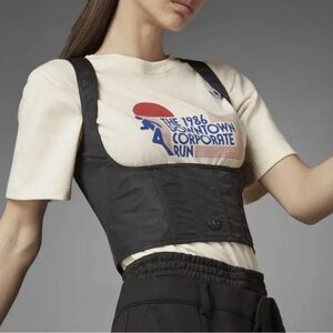 adidas Orginals Black Version Underbust Corset Crop Top Women’s Size XL Black